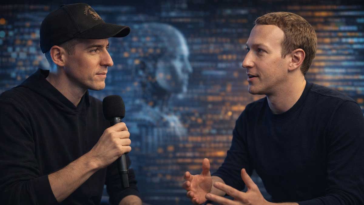 Kane Kallaway interviewing Meta CEO Mark Zuckerberg about AI