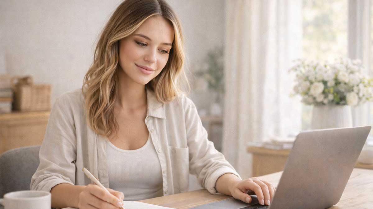 Lifestyle creator working on personal content and daily routines