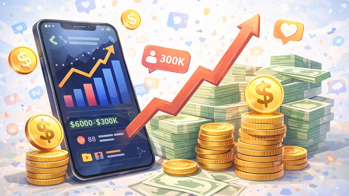 Social media influencer earnings and digital income concept