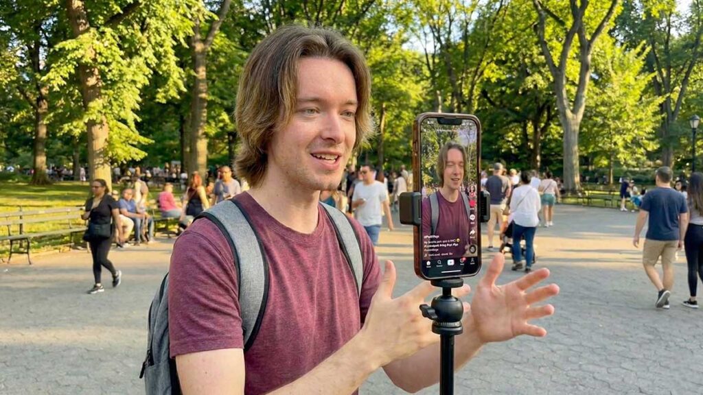 Dylan Tate filming TikTok lifestyle and trend content