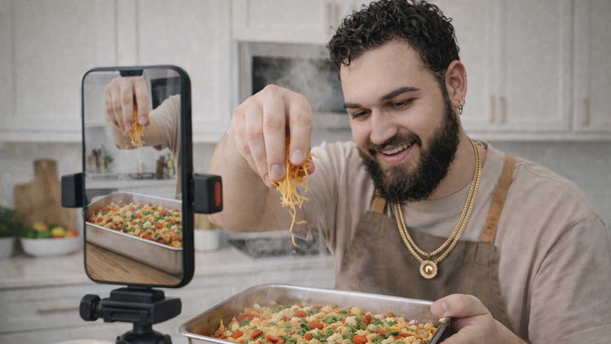 Guac Bites recording TikTok recipe content