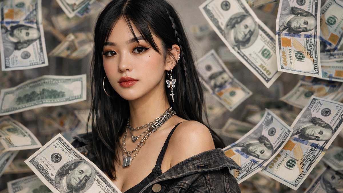 Social media lifestyle influencer earnings and digital income concept