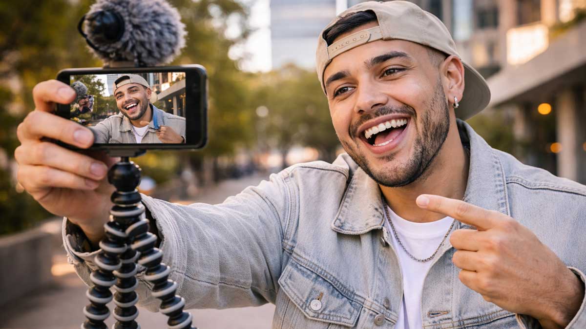 Motivational influencer creating inspirational content