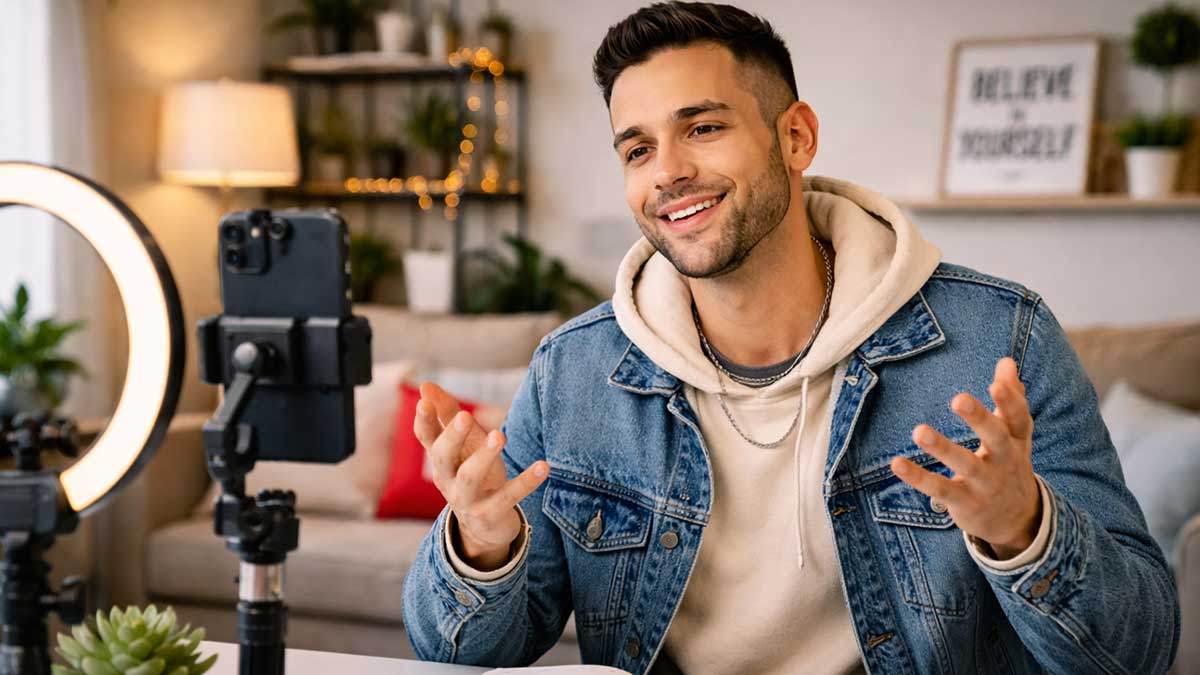 Motivational content creator sharing positive message on social media