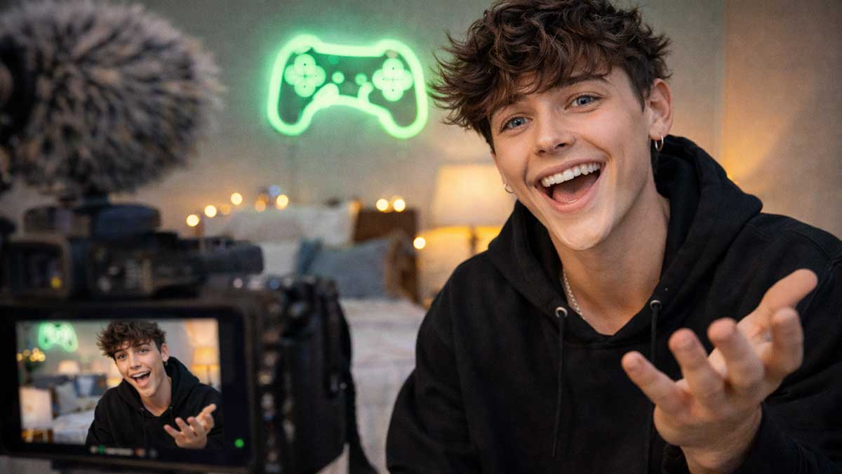 Comedy influencer creating humorous short-form video content