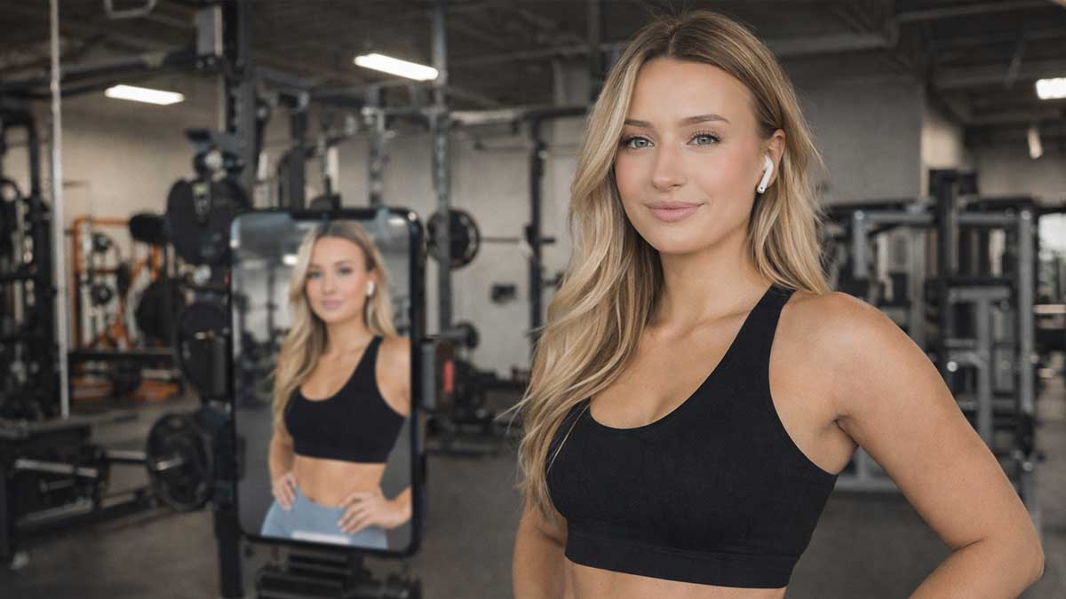 Kasey K Fit filming TikTok gym and fitness content