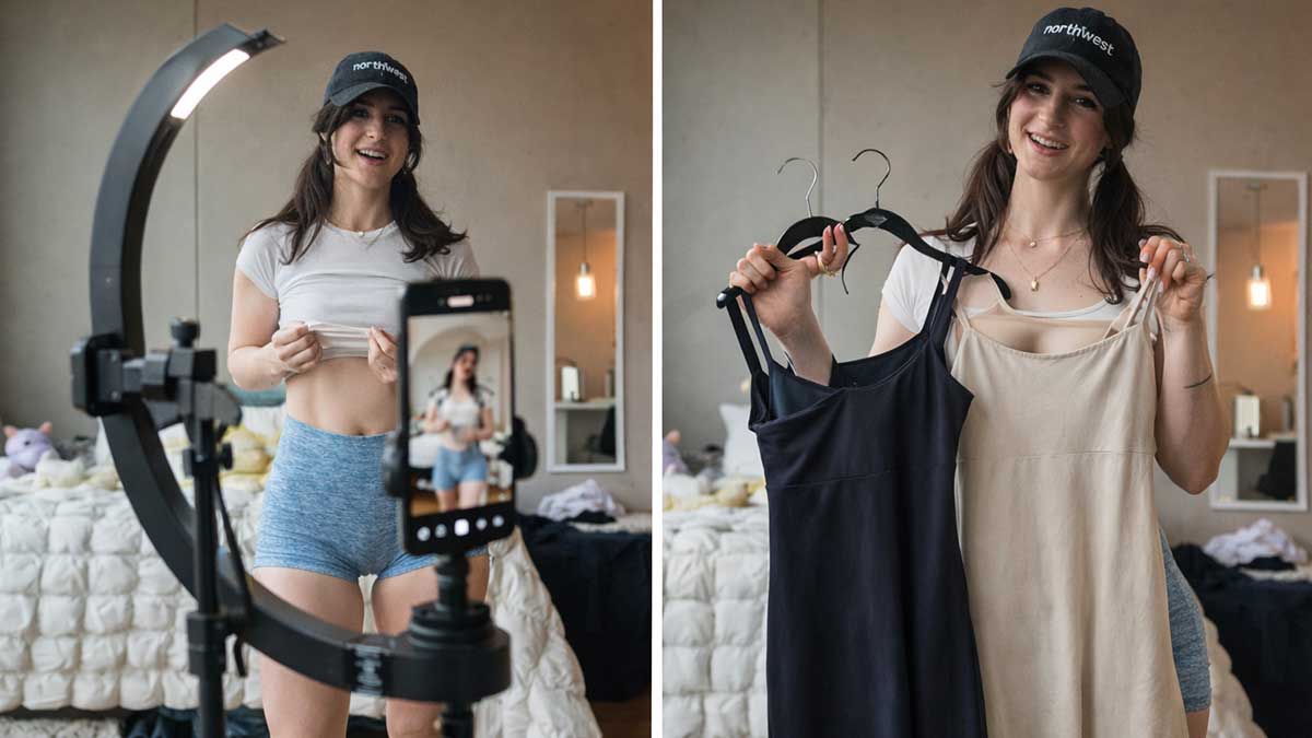 Kira Paige filming TikTok lifestyle and fashion videos