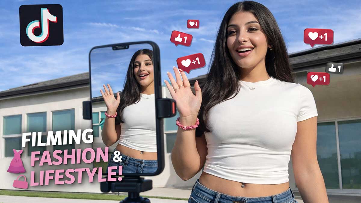 Lena Kadry filming TikTok fashion and lifestyle videos