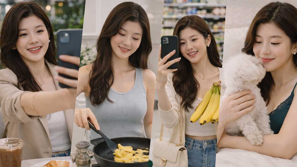 Sarah K Chey recording daily vlog skincare routine