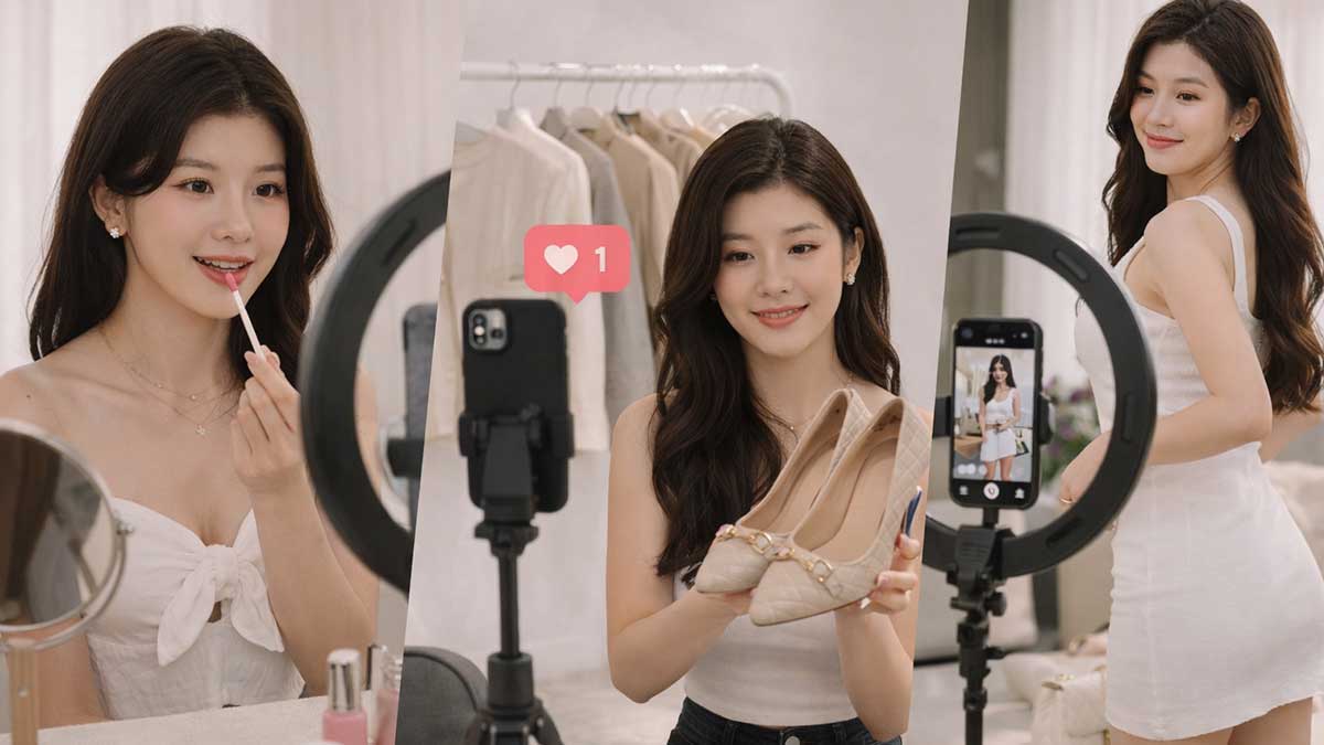 Sarah K Chey filming TikTok lifestyle content in NYC