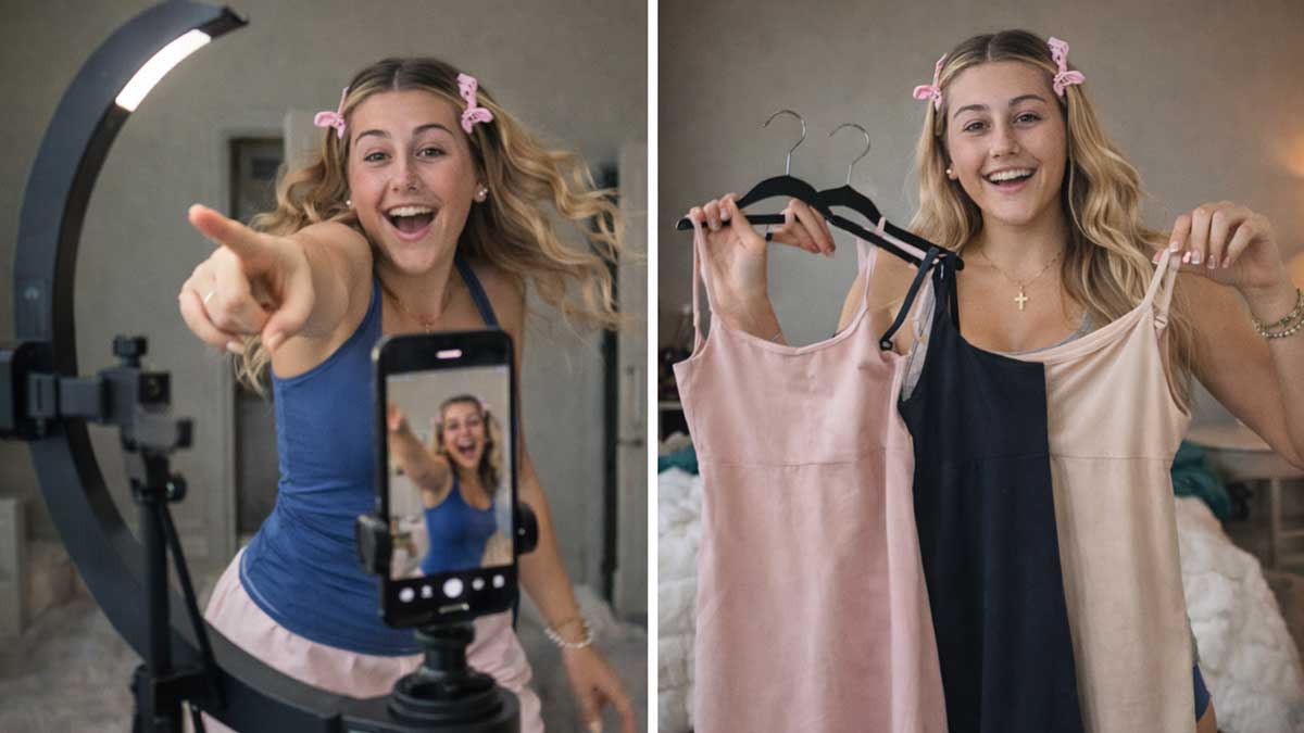 Stella Marie filming TikTok lifestyle and trend videos