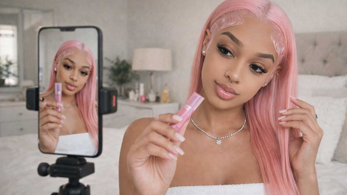 Tishh filming TikTok lifestyle and beauty videos