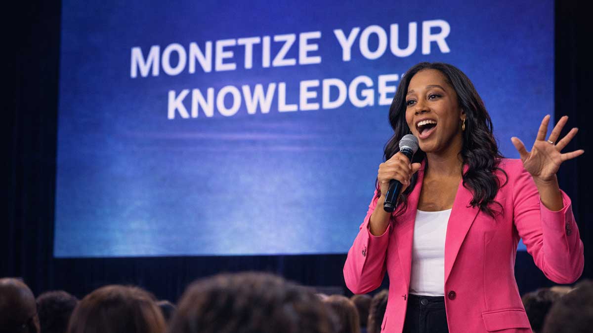 Dupé Aleru giving a keynote speech about branding and education