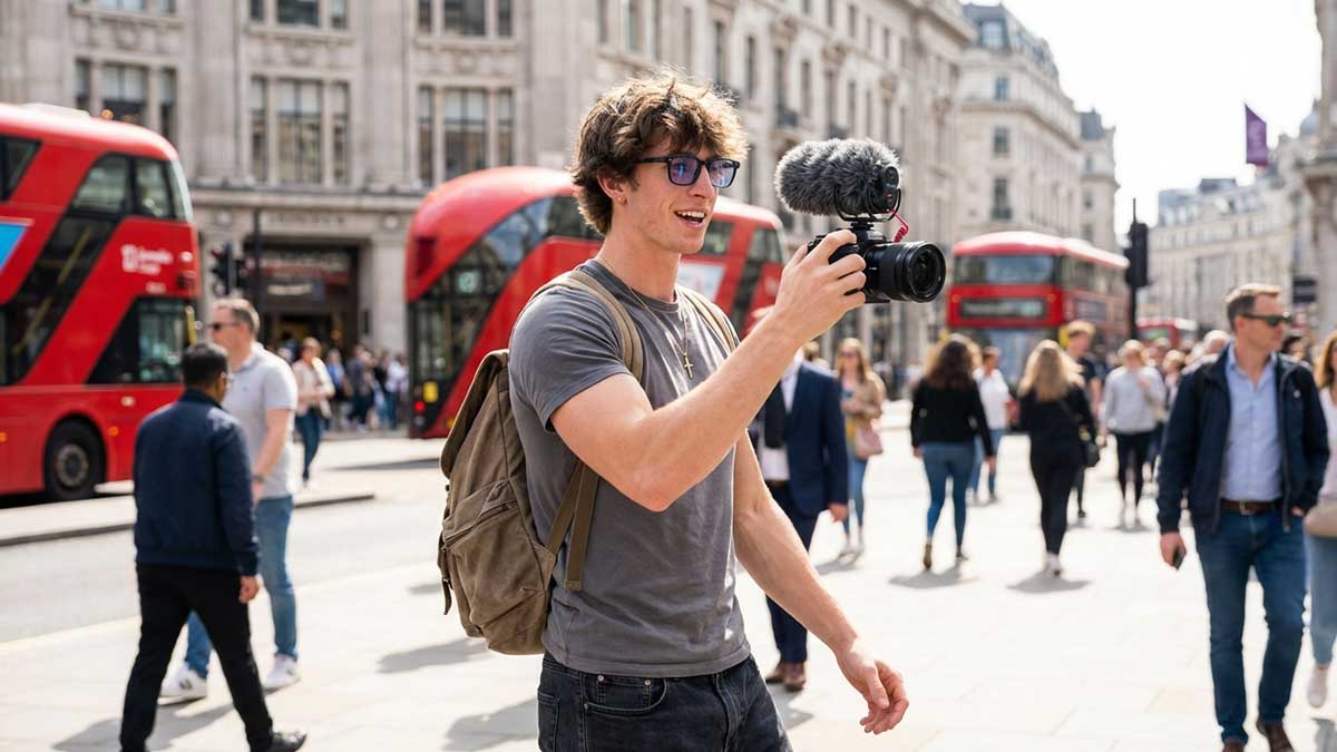 Jacob Day traveling and creating content in a new city