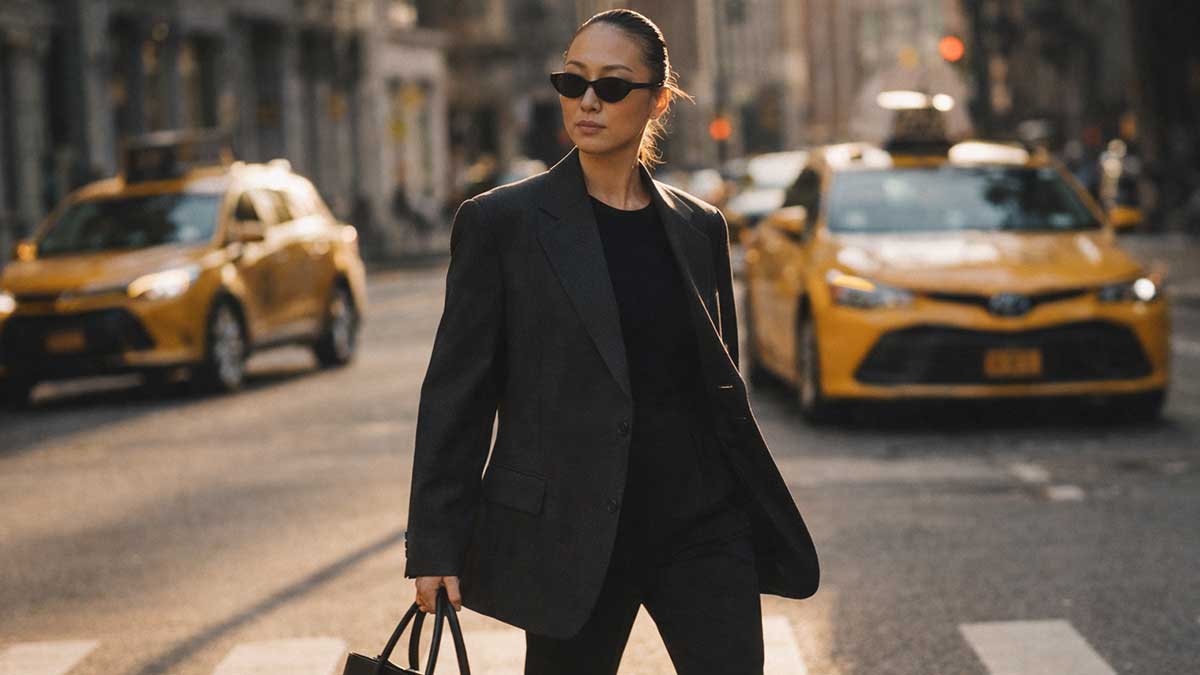Judy X Kam blending corporate polish with street style in New York City