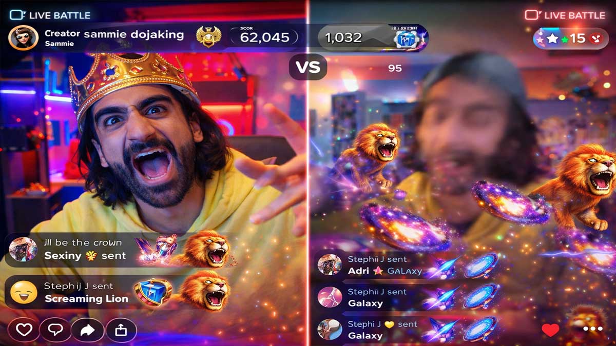 Sammie Dojaking wearing a crown during a TikTok Live battle