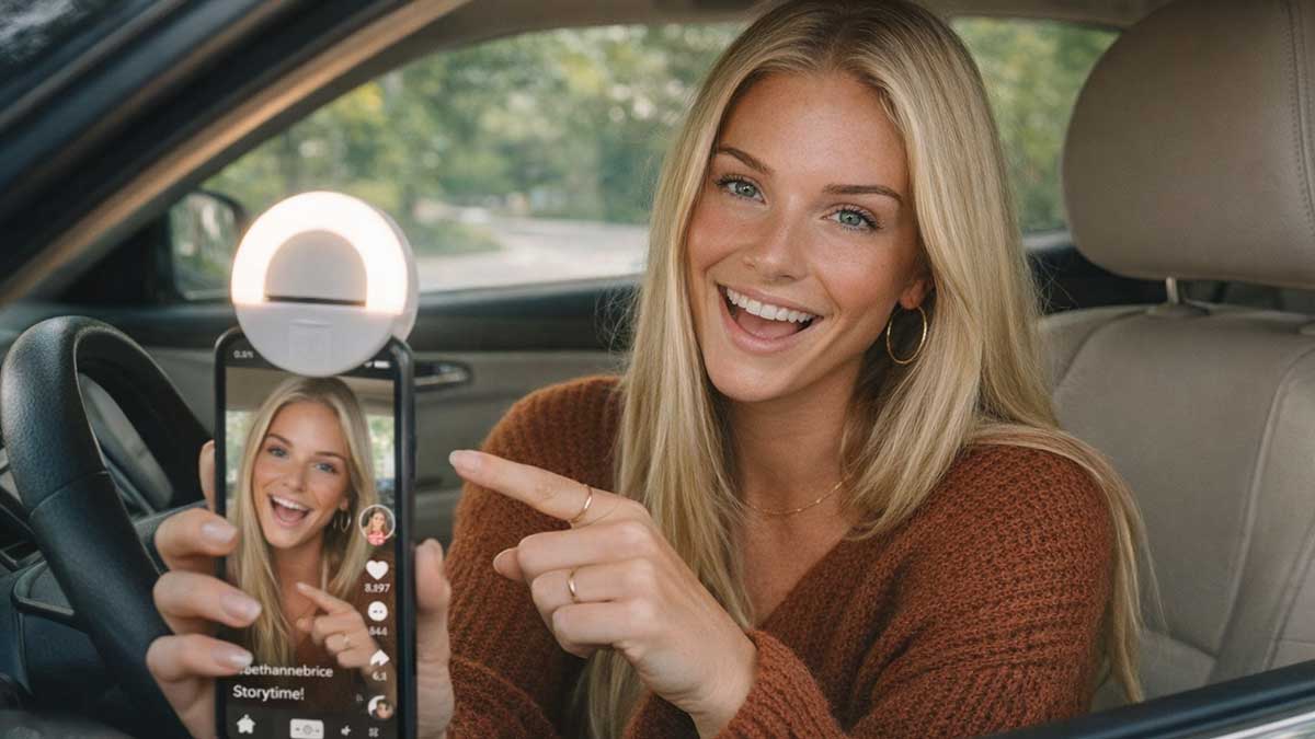 Beth Anne Brice filming a hilarious storytime video for TikTok