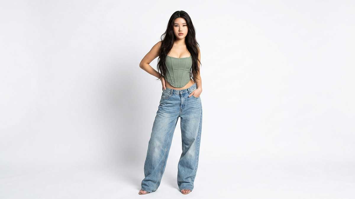 Hannah Kae modeling a corset fashion look