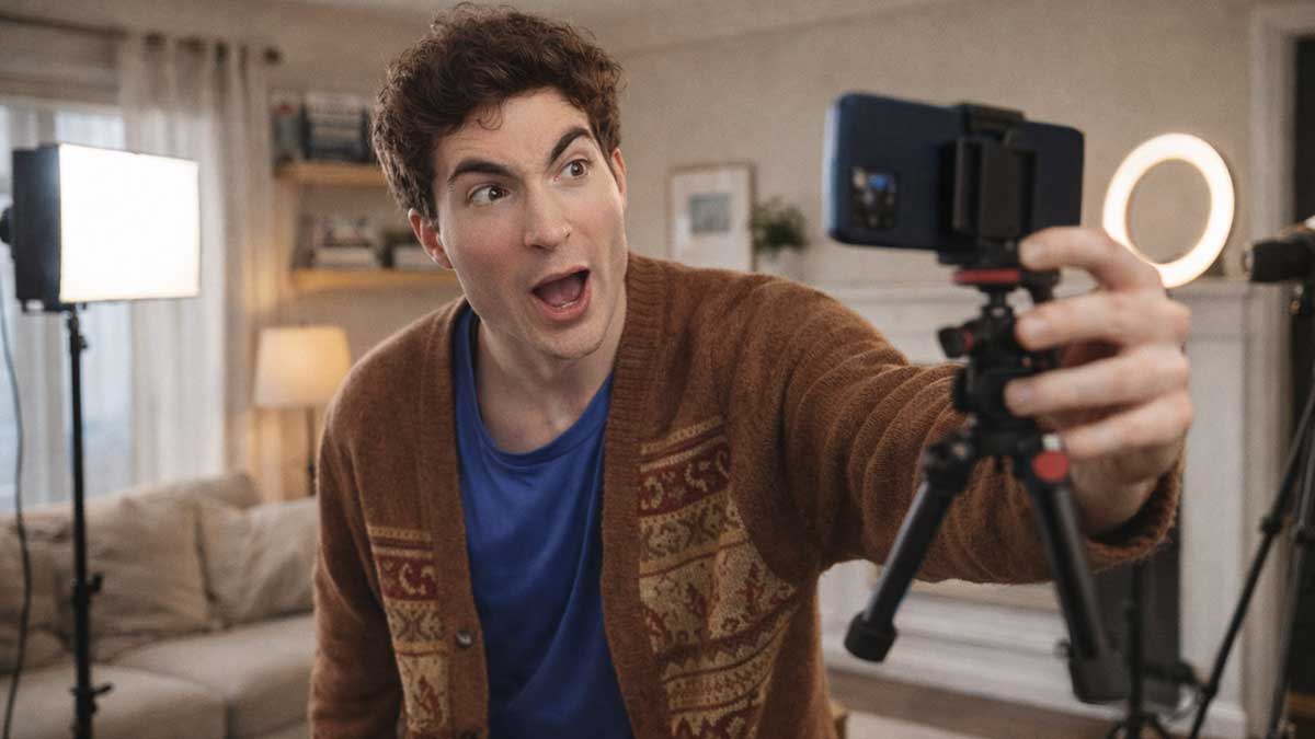 Jacob Capozzi filming a hilarious POV sketch comedy video on TikTok