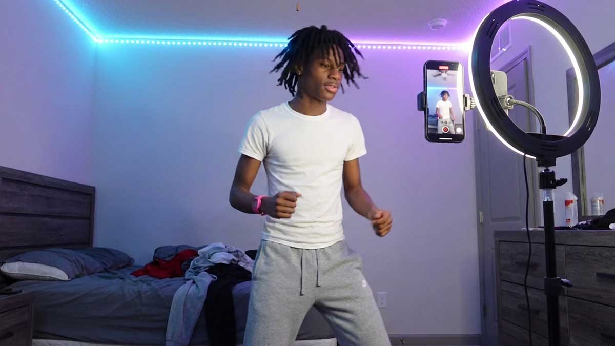 K Oren filming a dance TikTok video