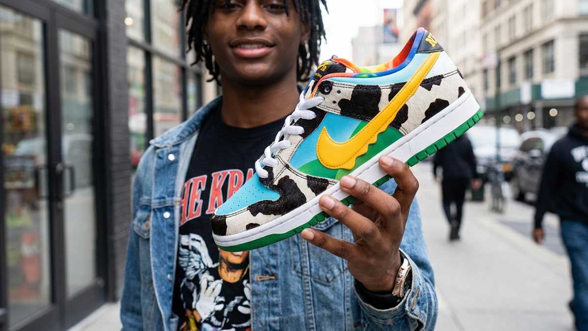 K Oren showing off sneakers