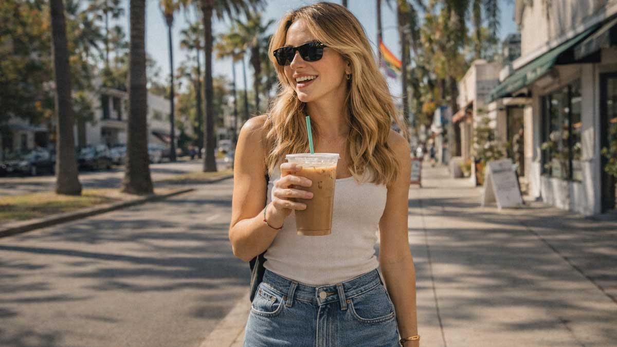 Candid lifestyle photo of Kat Wellington walking in Los Angeles