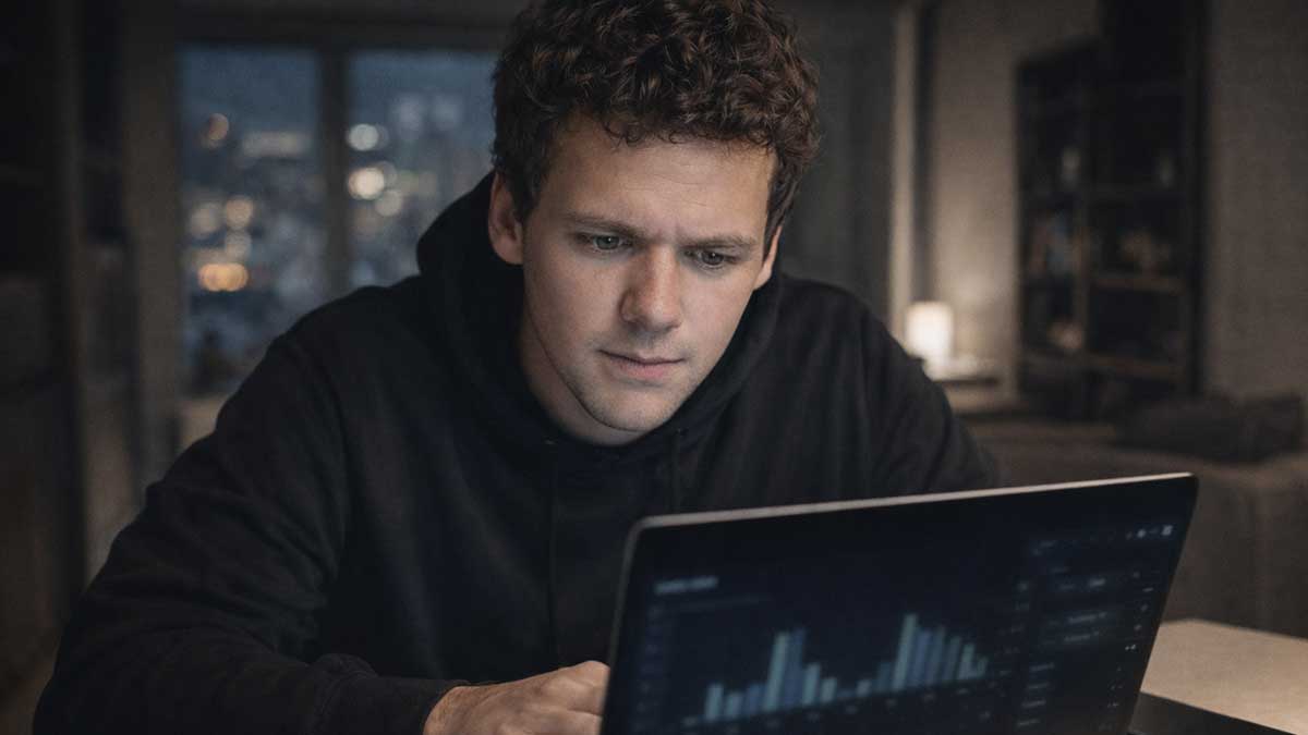 Sam Swank editing his viral comedy videos on a smartphone and laptop