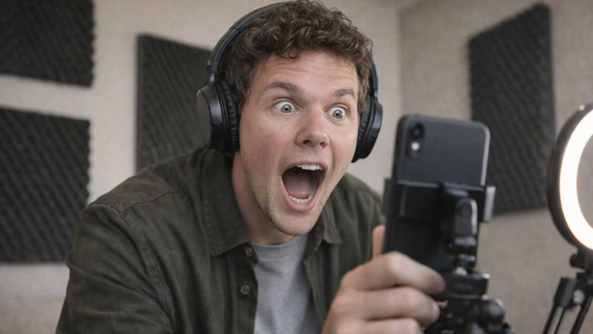 Sam Swank filming a hilarious POV sketch comedy video on TikTok