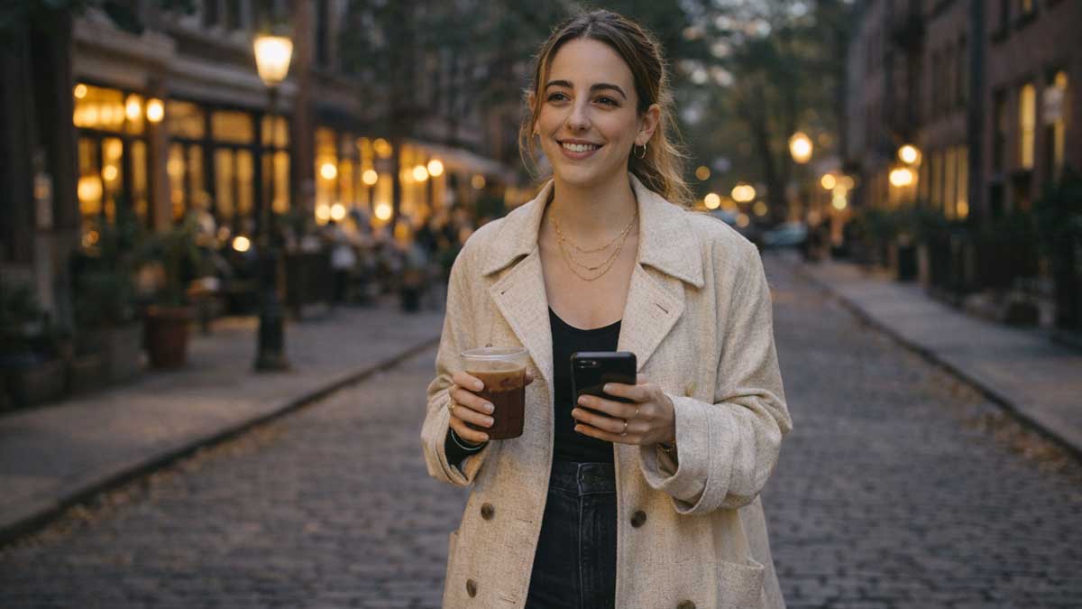 Candid style photo of Eli Rallo walking in New York City