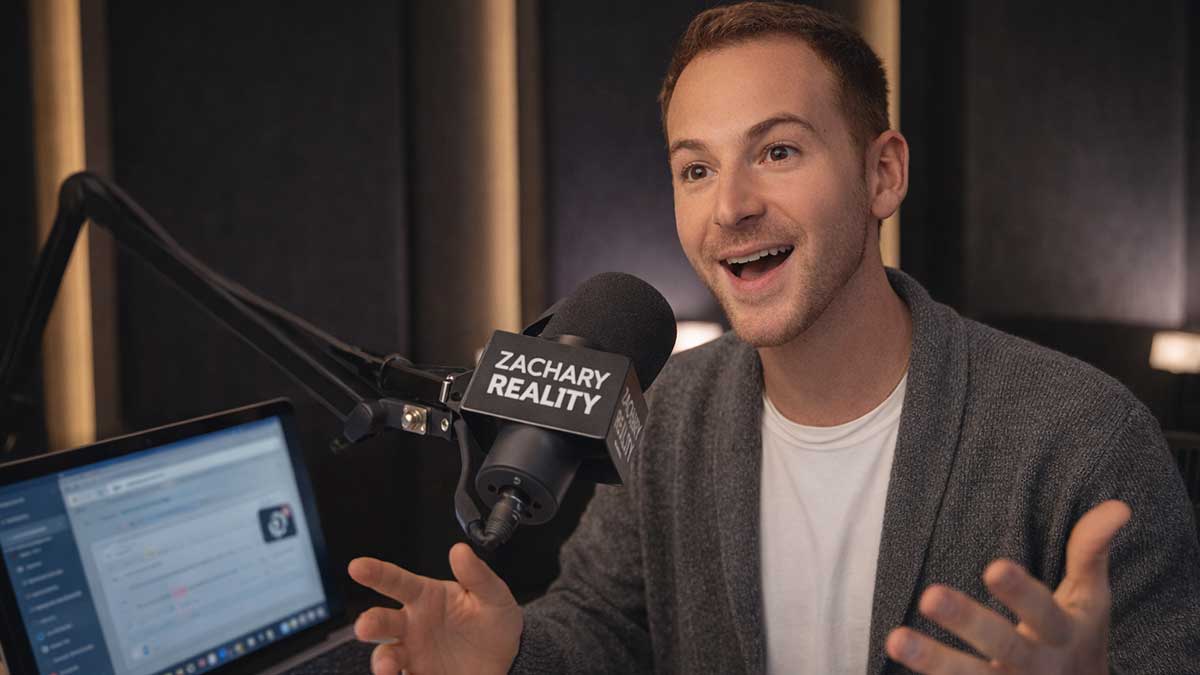 Zachary Reality recording a reality TV recap podcast episode in his Los Angeles studio